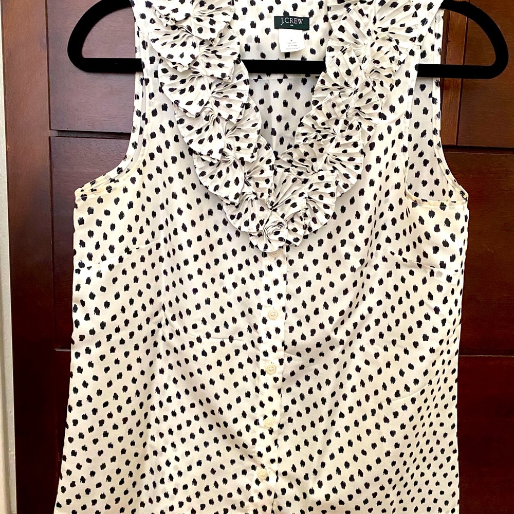 J Crew sleeveless polka dot shirt